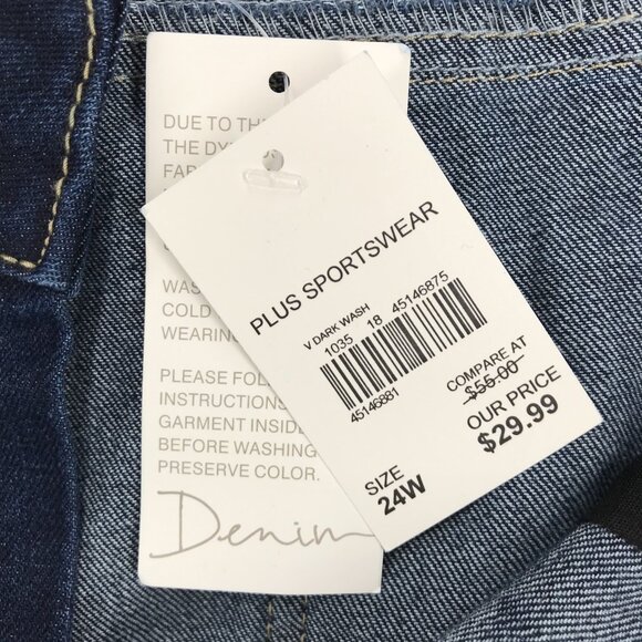 CATO Jeans Womens Size 24W Skinny Crop Stretch Waist Dark Wash Denim 42x23 NEW - Picture 7 of 15